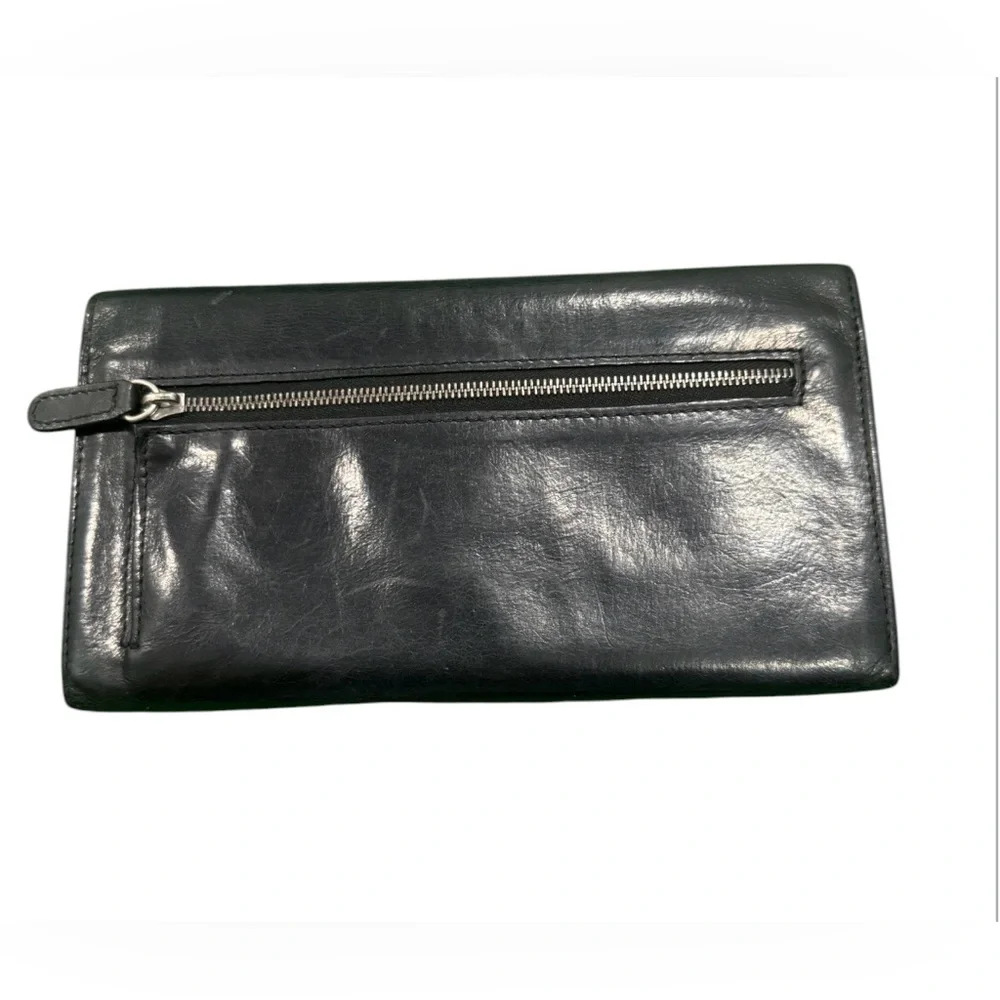 Vintage Coach Lexington Water Buffalo Black Leather Tri-Fold Long Wallet